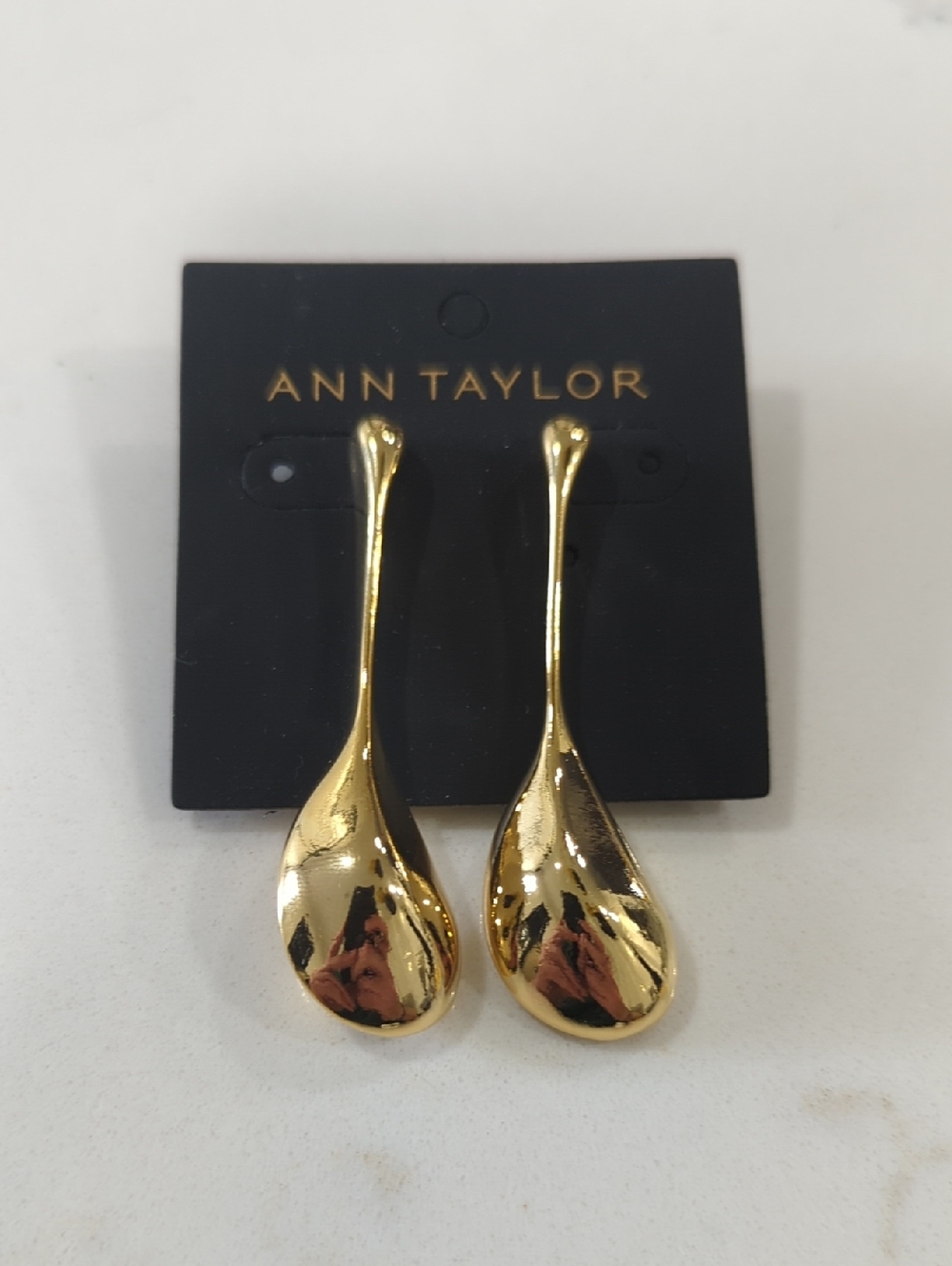 Ann Taylor Gold Teardrop Dangle Earrings - Polished Drop
